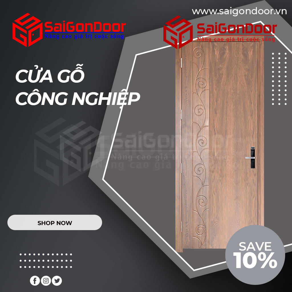 Mẫu cửa gỗ công nghiệp giá rẻ SaiGonDoor